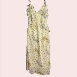 Steve Madden Yellow Floral Maxi Dress with Lavender Accents